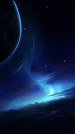 Deep space background with planets and stars. Vector illustration for your design (ai generated)の素材