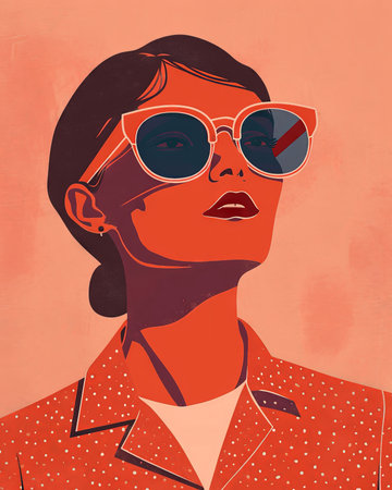 Portrait of a beautiful young woman with sunglasses. Vector illustration. (ai generated)の素材