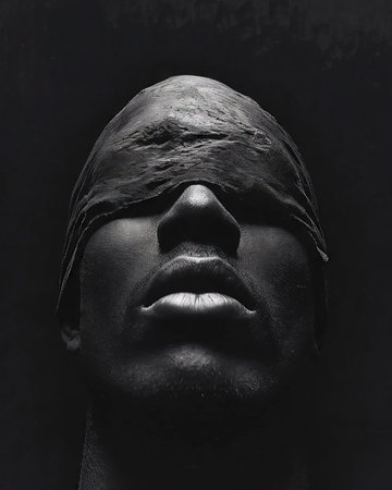 Portrait of a man with a headscarf on a dark background (ai generated)の素材