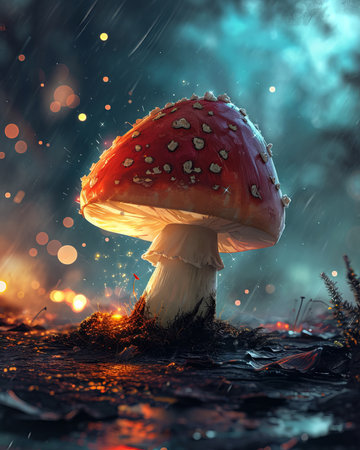 Amanita muscaria, fly agaric, poisonous mushroom (ai generated)の素材