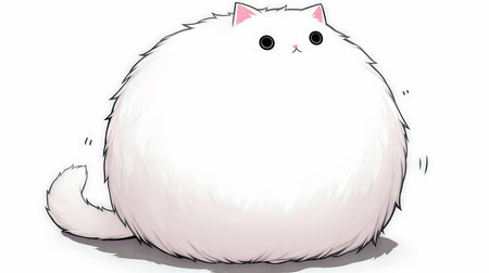 Illustration of a Cute White Cat on a white background. Ai generatedの素材