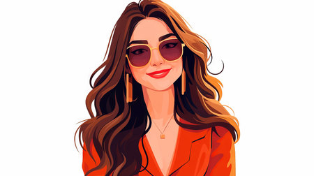 Portrait of a beautiful young woman in sunglasses. Vector illustration. Ai generatedの素材