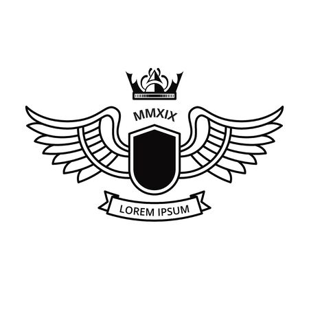 SHIELD DESIGN WITH WINGSのイラスト素材