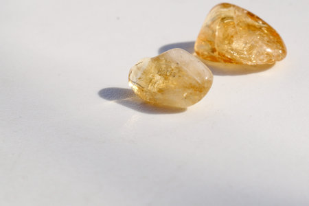 Citrine, variety of yellow quartz, used for energy healing.