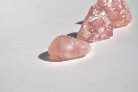 Rose quartz, rough and polished for healing and gemtherapy.