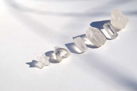 Faceted crystal quartz for gemtherapy and reiki.の写真素材
