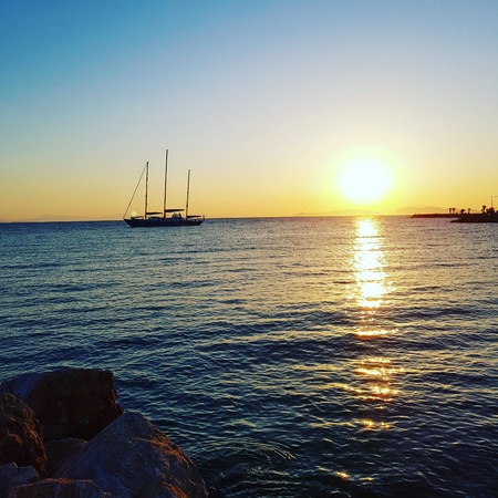 sunset at the beachの写真素材