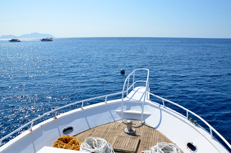 White boat on the sea - Red seaのeditorial素材