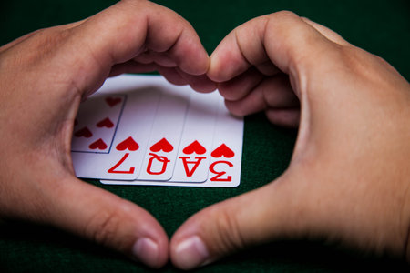 Love cards in a heart
