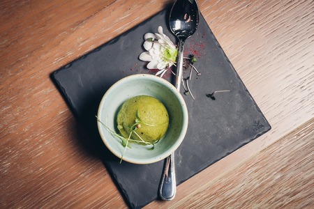 Green refreshing lime pistachio ice creamの写真素材