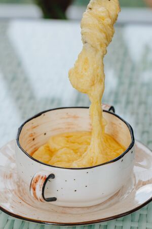 Muhlama - corn porridge with cheese. Kuymak - Guymak - Mihlama - Yaglas.の写真素材