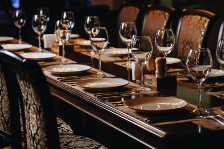 luxury tableware beautiful table setting in restaurantの写真素材