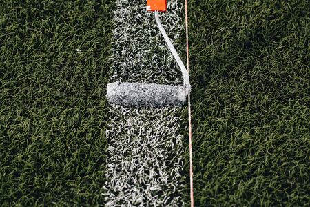 Painting Lines Football On The Fiel.の写真素材