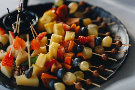 catering food mini canape in restaurant weedingの写真素材