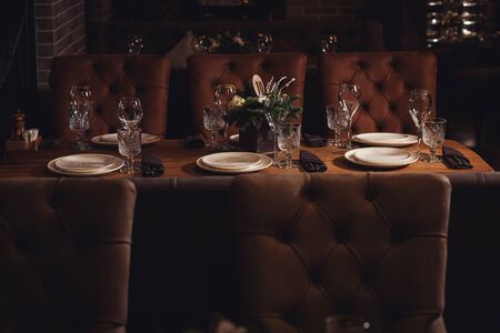 Table served for Christmas dinnerの写真素材