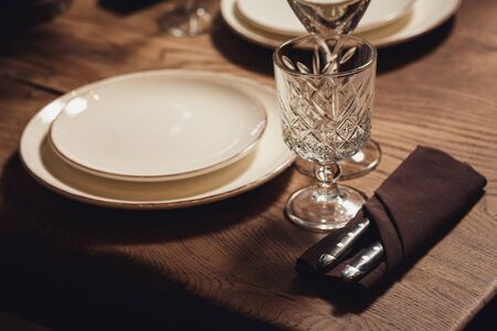 Table served for Christmas dinnerの写真素材