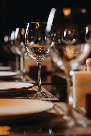 luxury tableware beautiful table setting in restaurantの写真素材