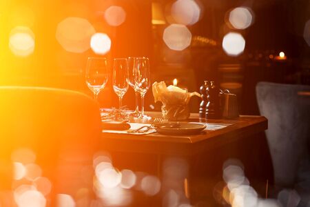 luxury tableware beautiful table setting in restaurantの写真素材