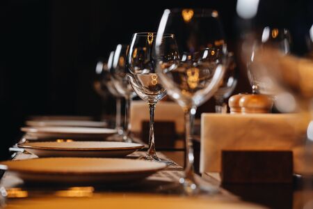 luxury tableware beautiful table setting in restaurantの写真素材