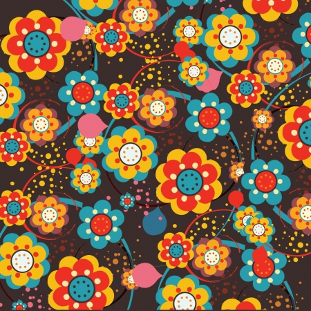 Colourful retro flowers backgroundのイラスト素材