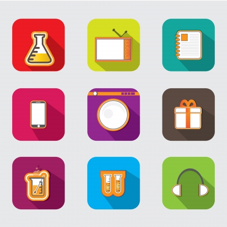 Basic Flat icon set for Web and Mobile Applicationのイラスト素材