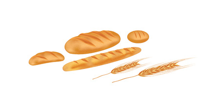 Composition with bread and rollsのイラスト素材