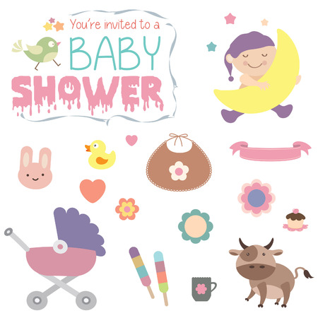 Baby shower iconsのイラスト素材