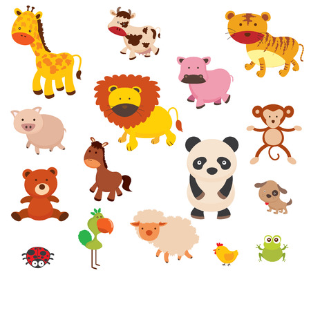 illustration of a zoo and the animals in a beautiful natureのイラスト素材