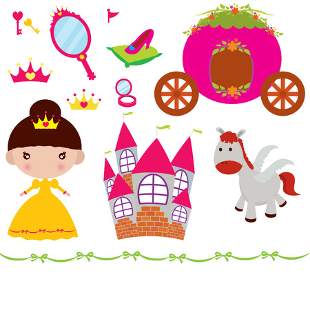 Vector illustration of princess design elements.のイラスト素材