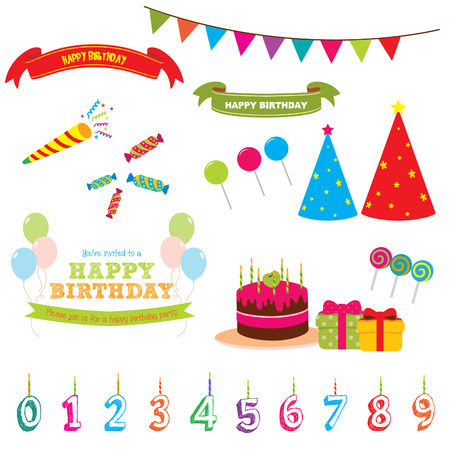 Set of vector birthday party elementsのイラスト素材