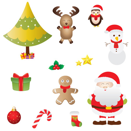 A vector illustration of a collection of Christmas iconsのイラスト素材