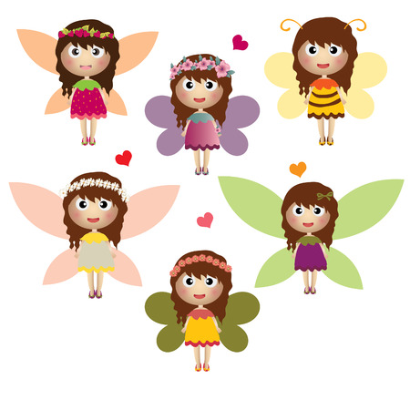 fairytale set on white backgroundのイラスト素材