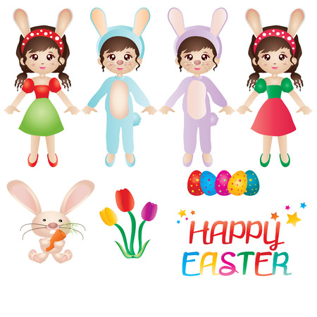 Happy Easter design elements setのイラスト素材