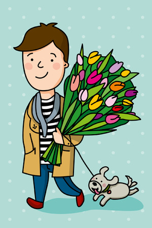The guy with flowersのイラスト素材