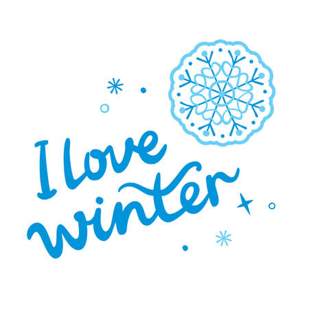 Vector handwritten winter lettering isolated on white background. I love winter inscription.のイラスト素材