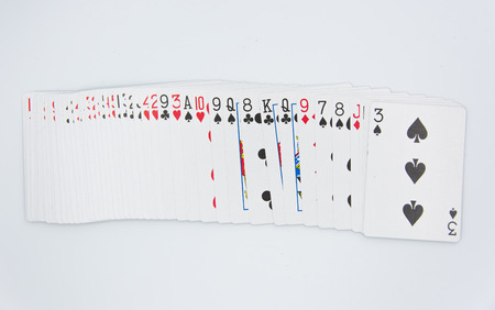 Playing cards on a white backgroundの写真素材