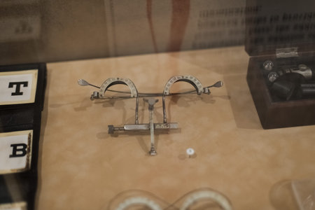 Old medical glassesの写真素材