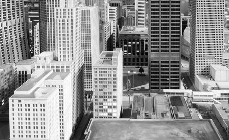 Miniature Chicago Downtown buildings and skyscrapers installationの写真素材