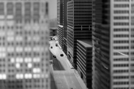 Miniature Chicago Downtown buildings and skyscrapers installationの写真素材