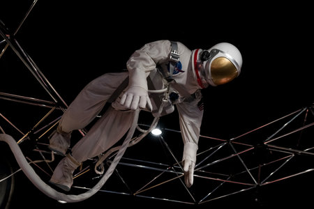 Space man on a station on the Moonの写真素材