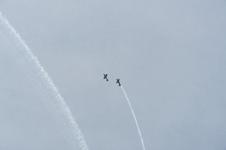 Airplane in the sky on a cloudy dayのeditorial素材