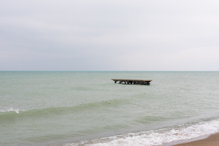 Michigan lake view from a beach in Illinoisの写真素材