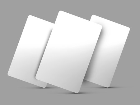Blank mockup of card. 3 cards For Marketing and Promotional Presentation Templates. isolated backgroundの写真素材
