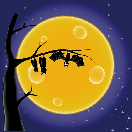 bat on a tree on the background of the Moonのイラスト素材