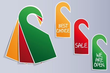 three tablets with inscriptions on the door handleのイラスト素材