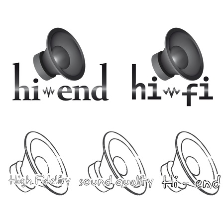 speaker with the words hi-fi and hi-endのイラスト素材
