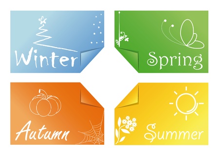four cards with the symbols of the seasonsのイラスト素材