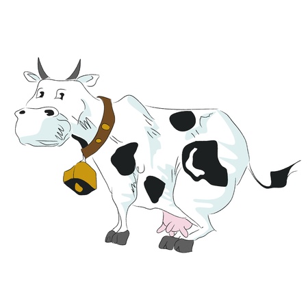 Painted cow with a bell around his neckのイラスト素材