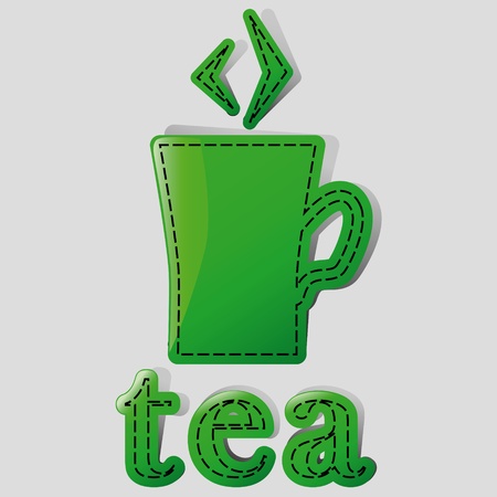 mug with tea and label with the bottom of the のイラスト素材