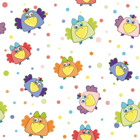 seamless vector pattern with multi-colored ravensのイラスト素材